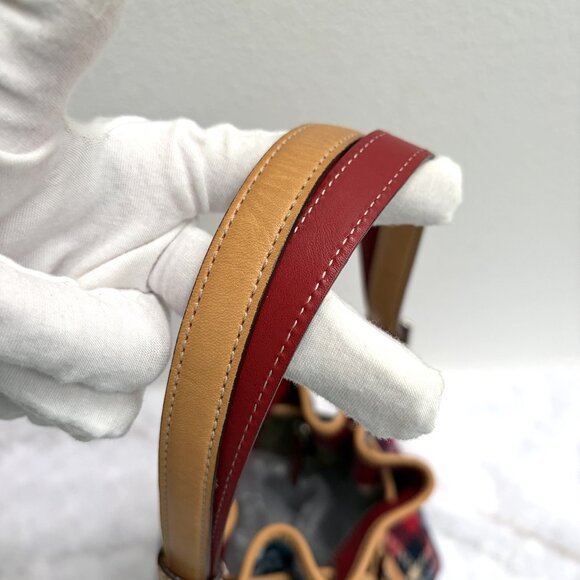 Vintage Coach Holiday Plaid Drawstring Bucket & Wristlet Set - 100% Wool in EUC - Picture 7 of 16